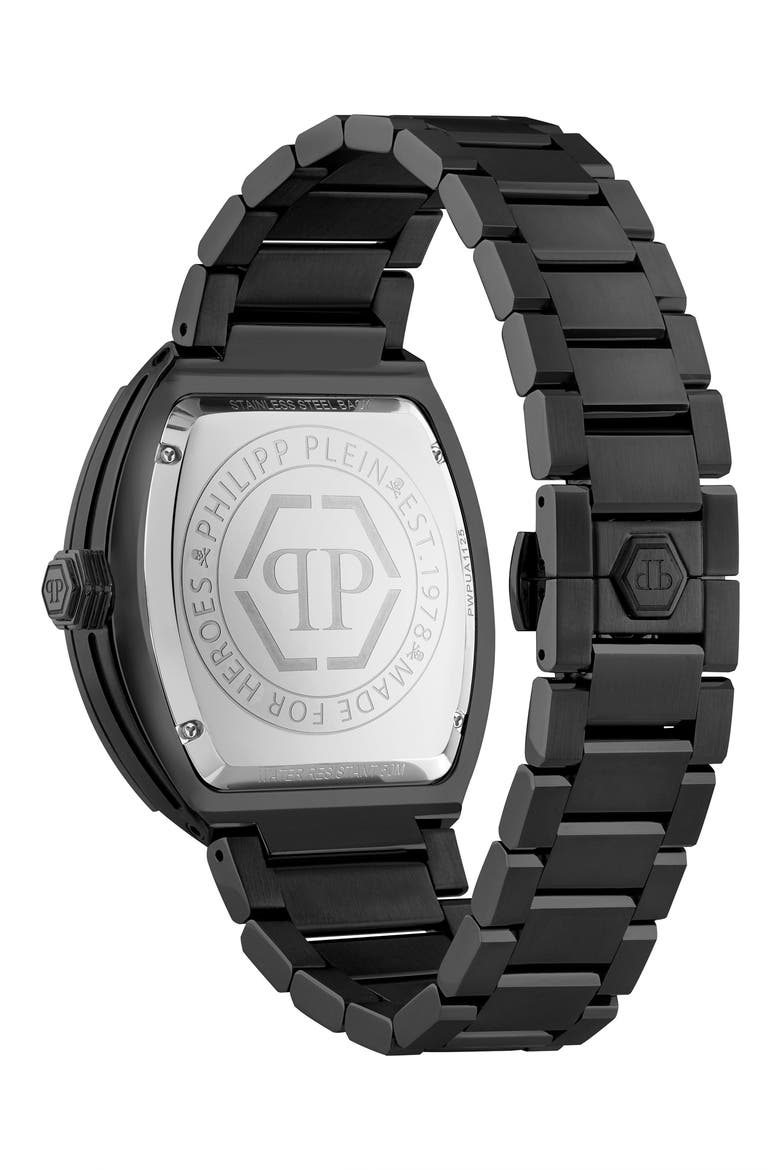 The Hexagon Phantom Crystal Bezel Bracelet Watch, 44mm x 56.2mm, Alternate, color, IP BLACK