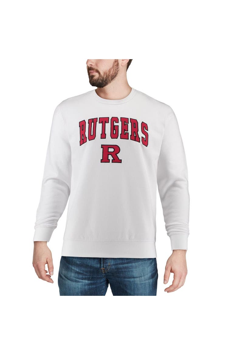 Men's Colosseum White Rutgers Scarlet Knights Arch & Logo Crew Neck Sweatshirt, Alternate, color, White