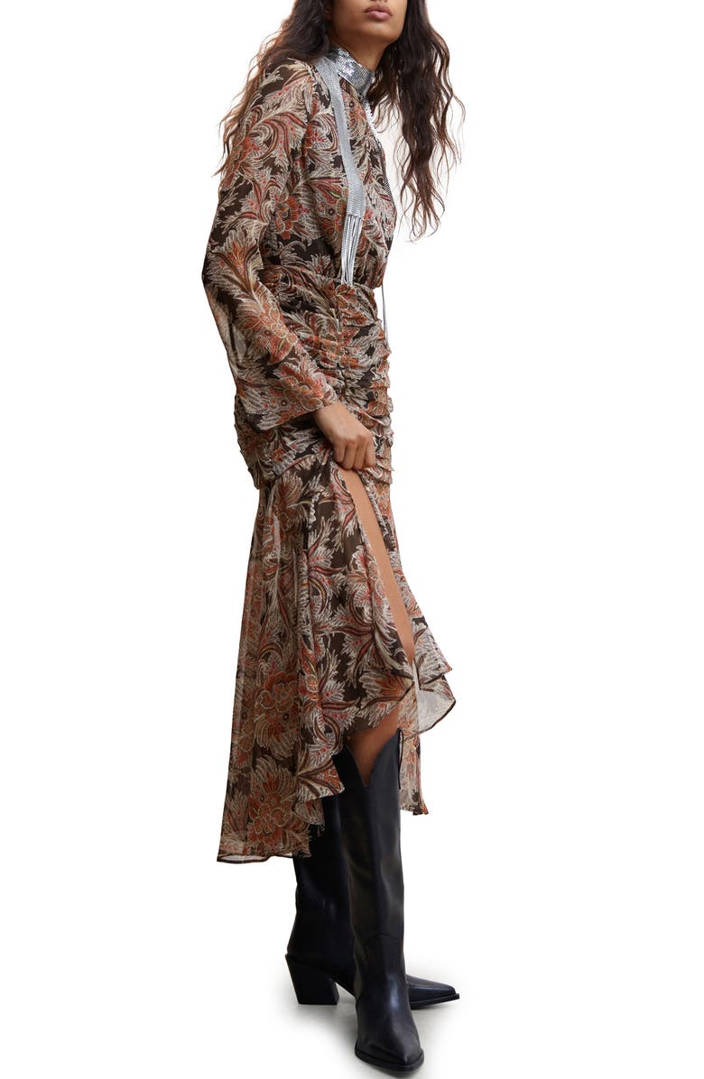 MANGO Paisley Print Ruffle Dress, Alternate, color,