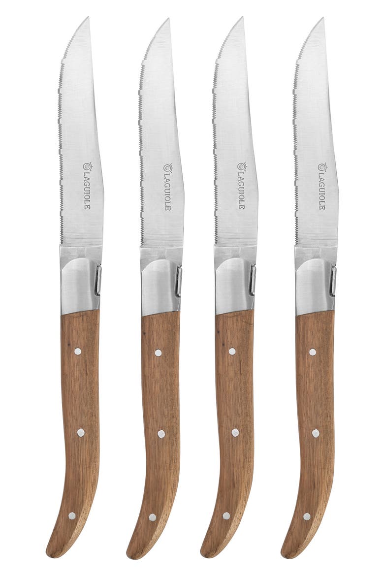 Laguiole Serrated Steak Knives - Set of 4, Main, color, WOOD