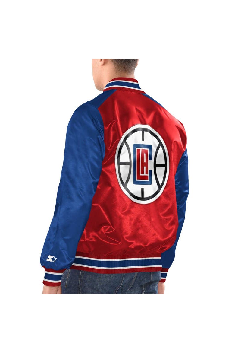 Men's Starter Red/Royal LA Clippers Renegade Satin Full-Snap Varsity Jacket, Alternate, color, Red