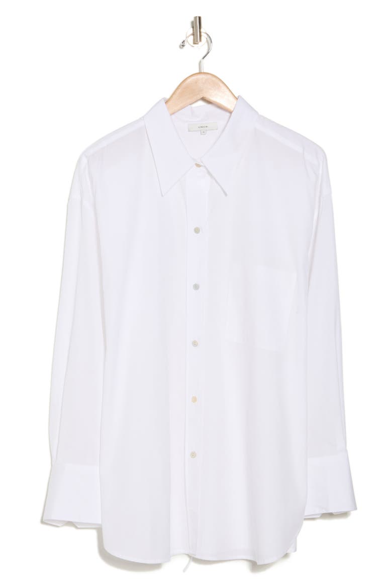 Oversize Cotton Button-Up Shirt, Alternate, color, OPTIC WHITE