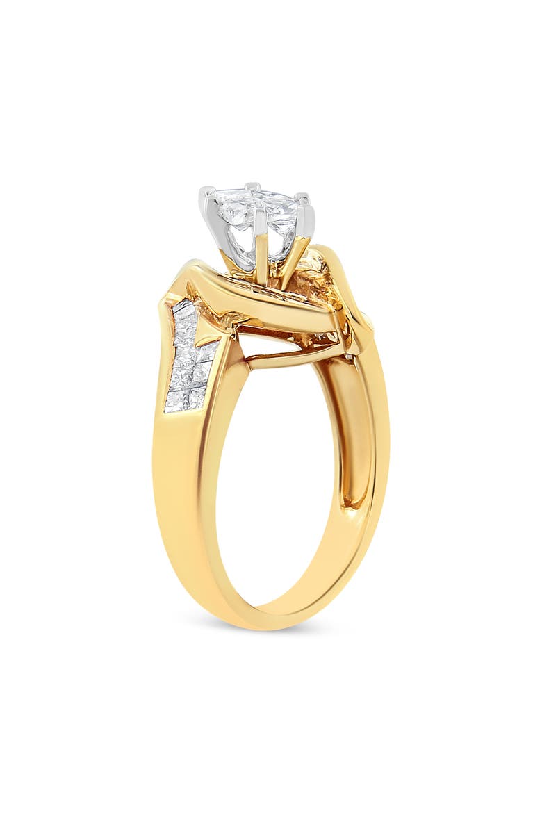 14K Gold 1 1/4 Cttw Multi Shaped Diamond Marquise Shaped Ring, Alternate, color, Yellow Gold