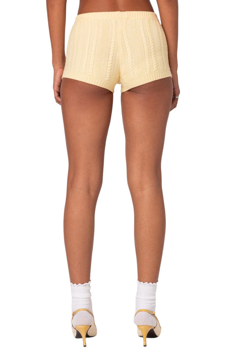 EDIKTED Raegan Cable Stitch Shorts, Alternate, color, Yellow