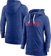 Nike Women's Nike Heathered Royal Chicago Cubs Wordmark Gym Vintage Raglan Full-Zip Hoodie