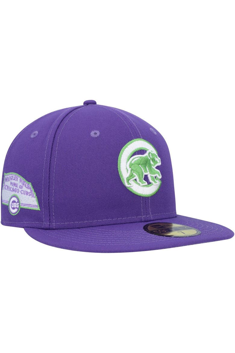 Men's New Era Purple Chicago Cubs Lime Side Patch 59FIFTY Fitted Hat, Main, color, Purple