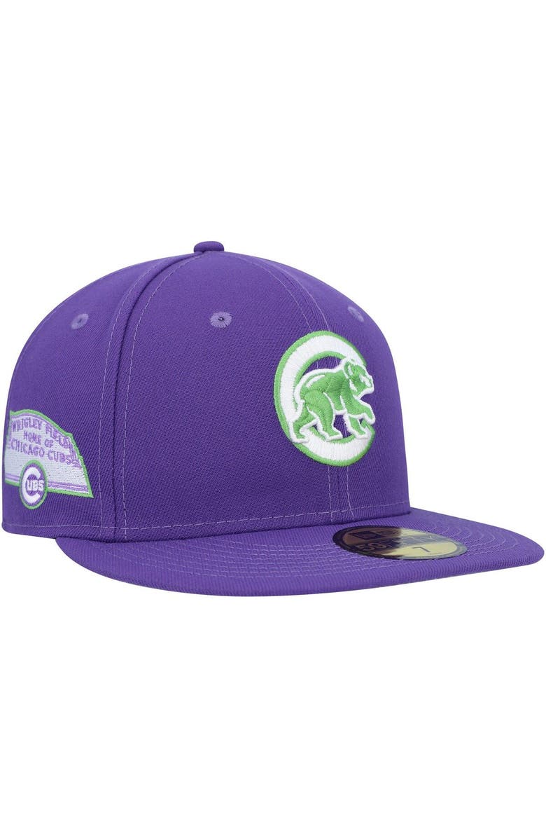 New Era Men's New Era Purple Chicago Cubs Lime Side Patch 59FIFTY Fitted Hat, Main, color, Purple