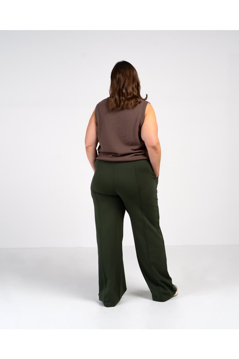 Ponte Wide Leg Pants, Alternate, color, Dark Olive