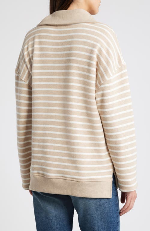 Rails Parker Half Zip Pullover In Heather Beige Stripe