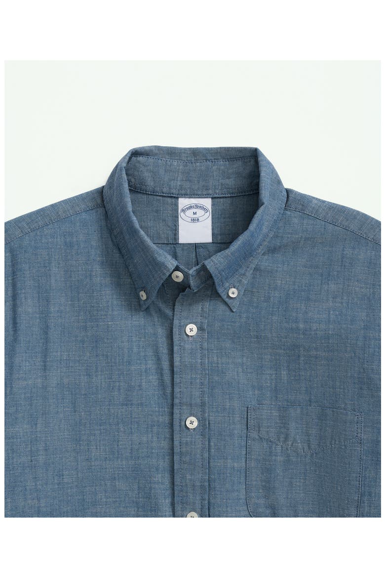 Regular Fit Cotton Chambray Button-Down Shirt, Alternate, color, CHAMBRAY DARK