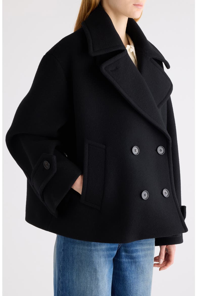 Oversize Double Breasted Wool Blend Coat, Alternate, color, BLACK