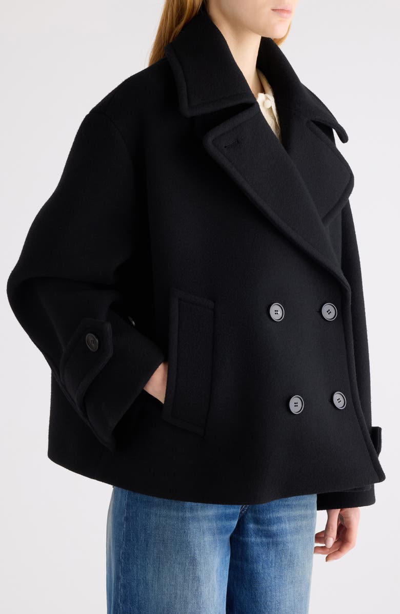 Chloé Oversize Double Breasted Wool Blend Coat, Alternate, color, Black