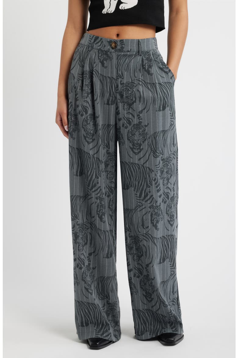 Big Cat Pinstripe Wide Leg Pants, Main, color, BLUE TIGER PINSTRIPE