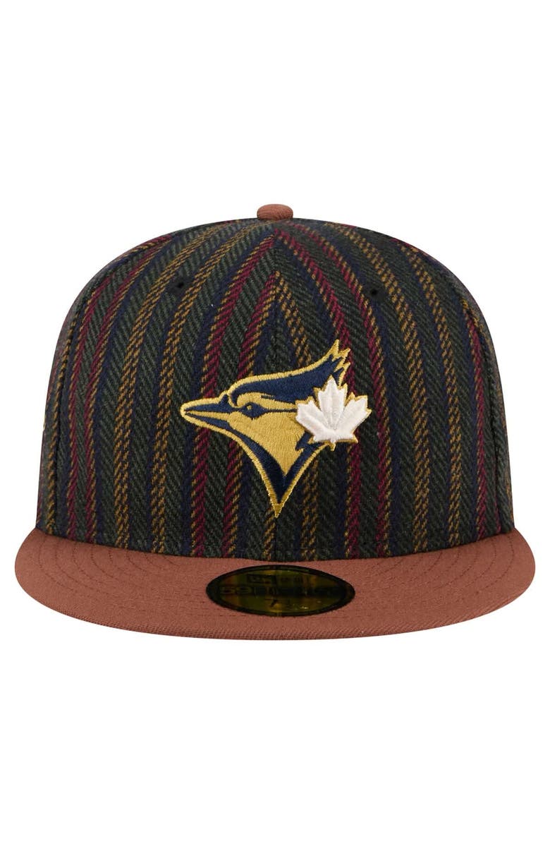 New Era Men's New Era Brown Toronto Blue Jays Vintage Herringbone 59FIFTY Fitted Hat, Alternate, color,