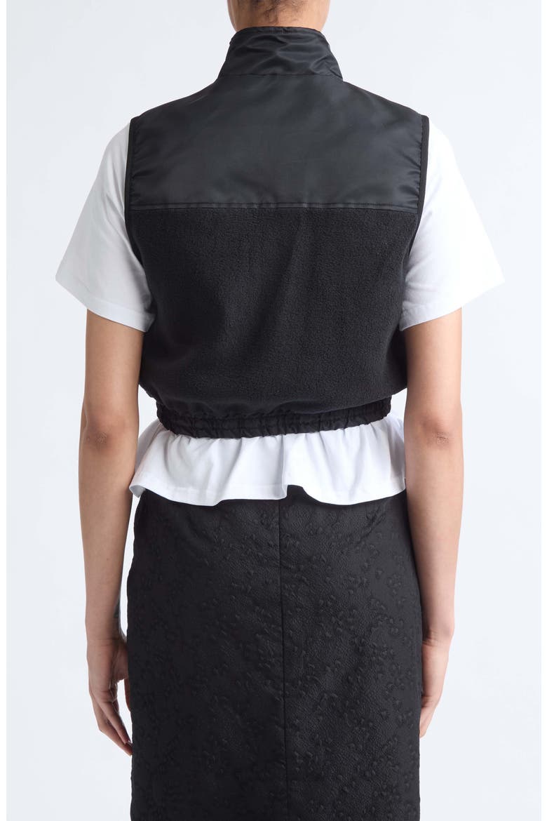 Caspen Mixed Media Crop Fleece Vest, Alternate, color, BLACK