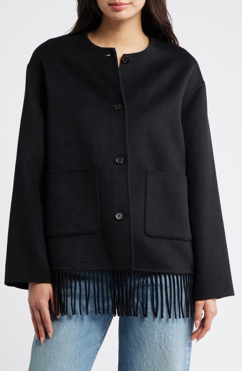 Rails Tomoko Frige Trim Wool Blend Jacket, Alternate, color, Black