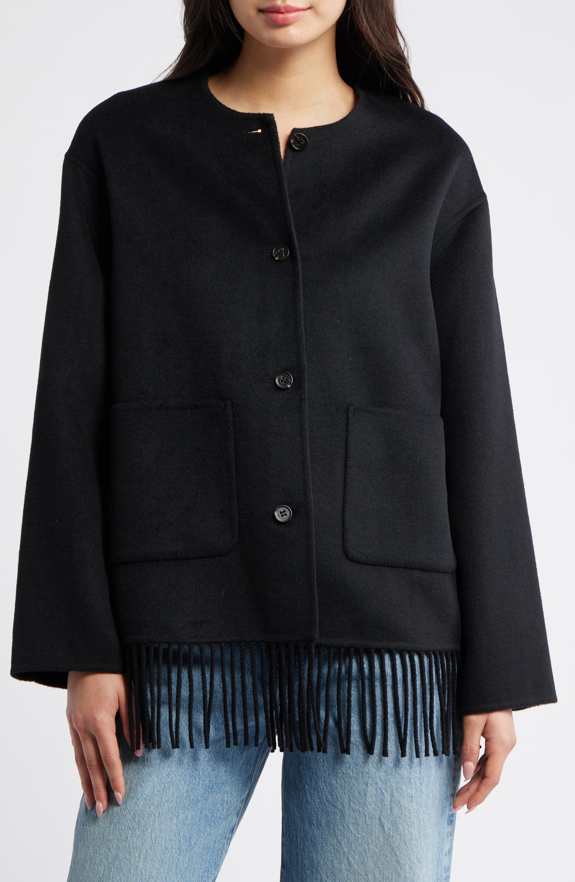 Tomoko Frige Trim Wool Blend Jacket