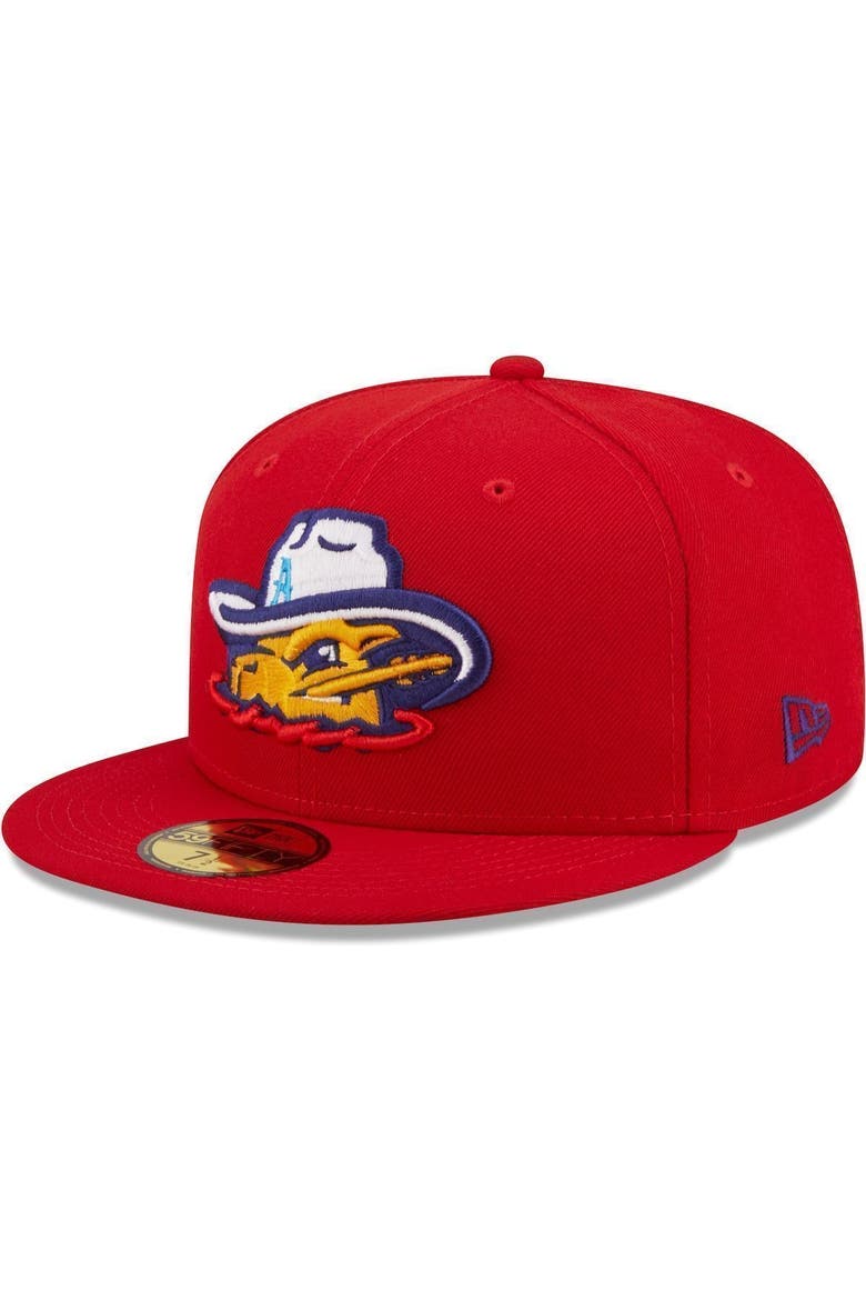 Men's New Era Red Amarillo Sod Poodles Authentic Collection 59FIFTY Fitted Hat, Alternate, color, Red
