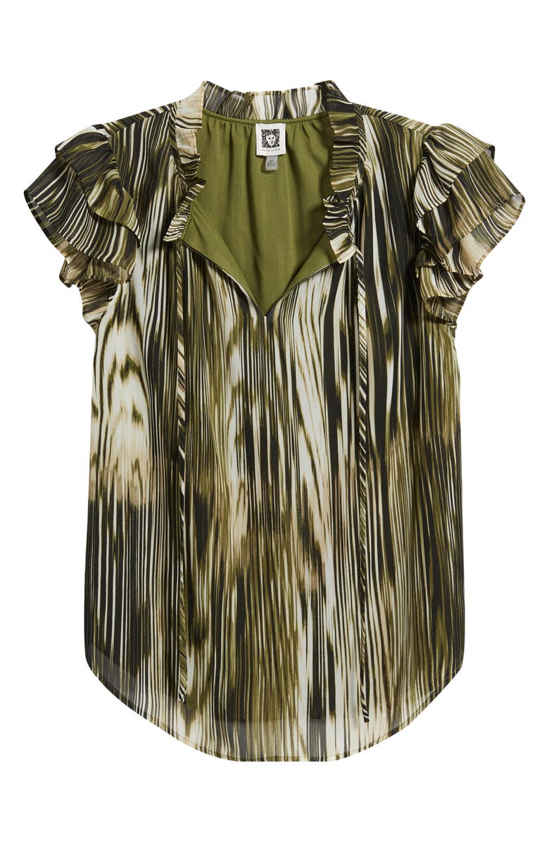 Anne Klein Ruffle Sleeve Tie Neck Top, Alternate, color,