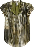 Anne Klein Ruffle Sleeve Tie Neck Top