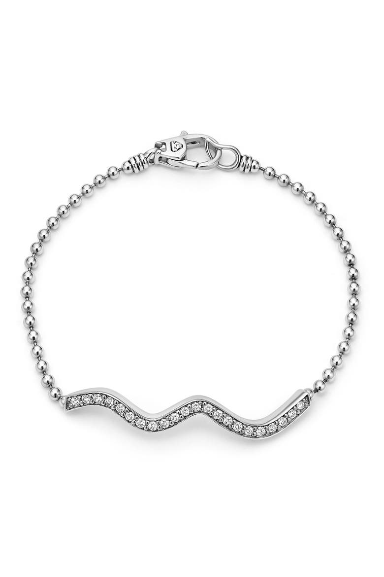 Caviar Spark Diamond Wave Bracelet, Main, color, SILVER