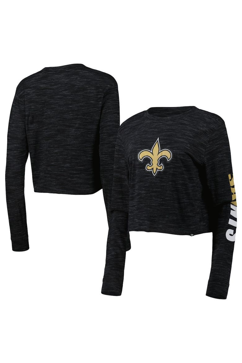 Women's New Era Black New Orleans Saints Crop Long Sleeve T-Shirt, Main, color, Black