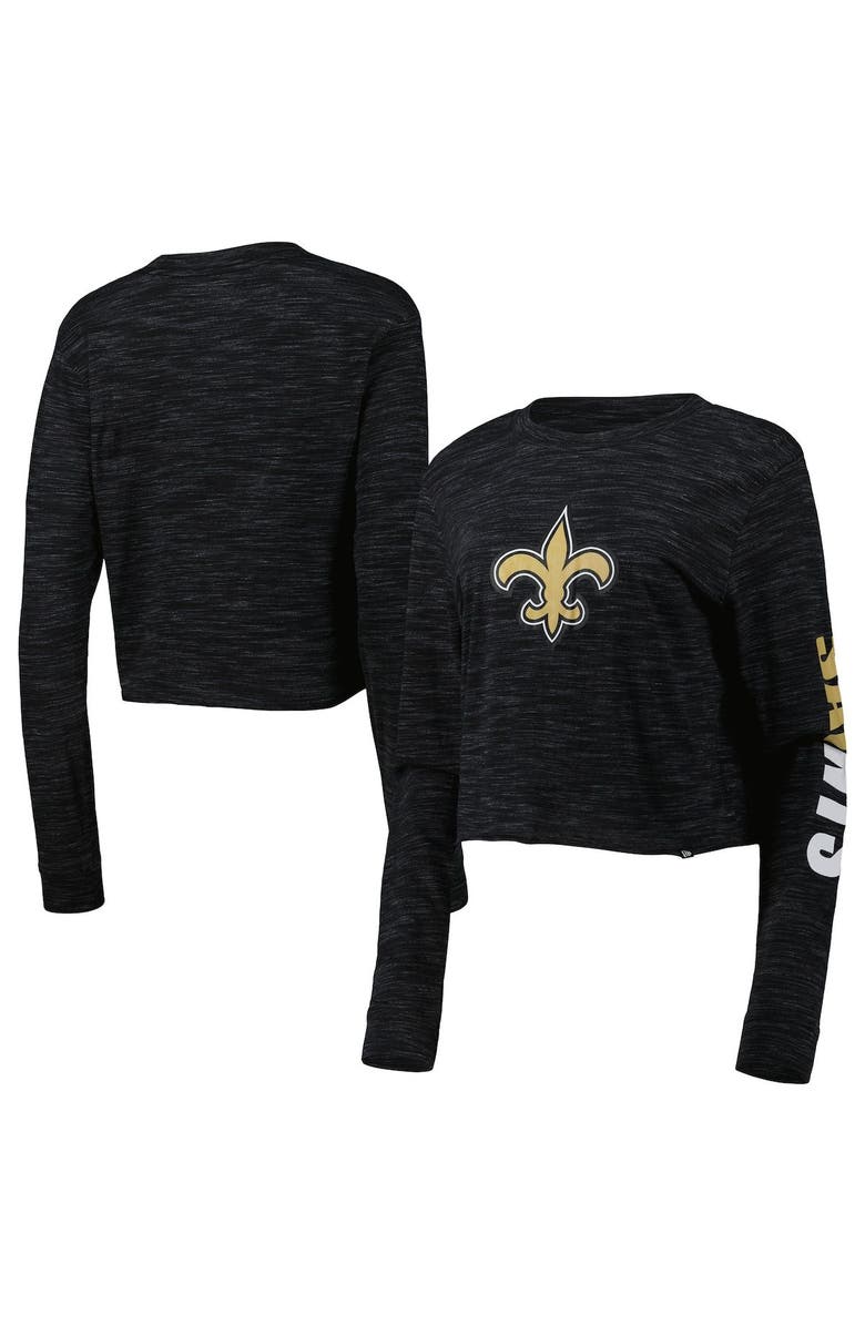 New Era Women's New Era Black New Orleans Saints Crop Long Sleeve T-Shirt, Main, color, Black