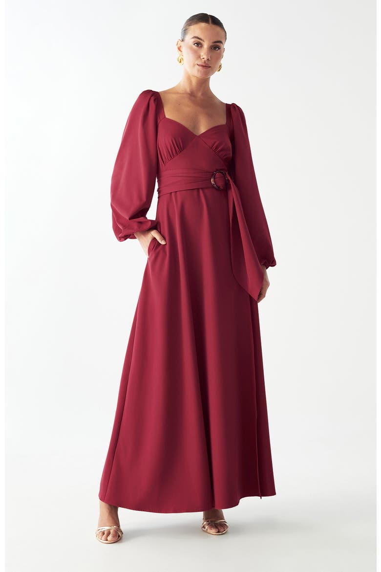 Knoll Midi Dress, Main, color, Sangria