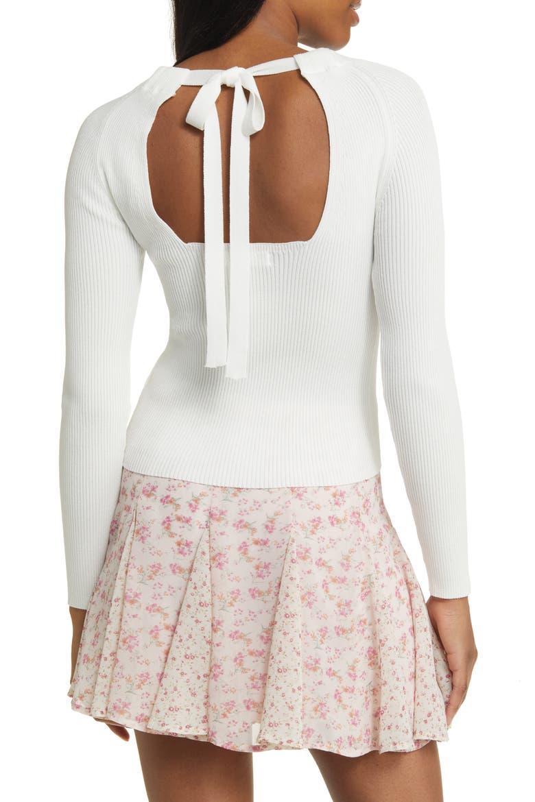 Open Back Rib Sweater, Alternate, color, WHITE
