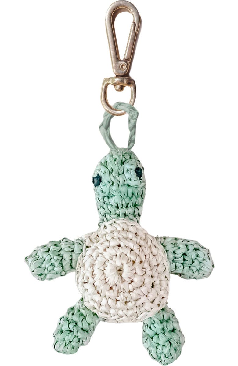 LIKHA Turtle Raffia Bag Charm, Main, color, Green