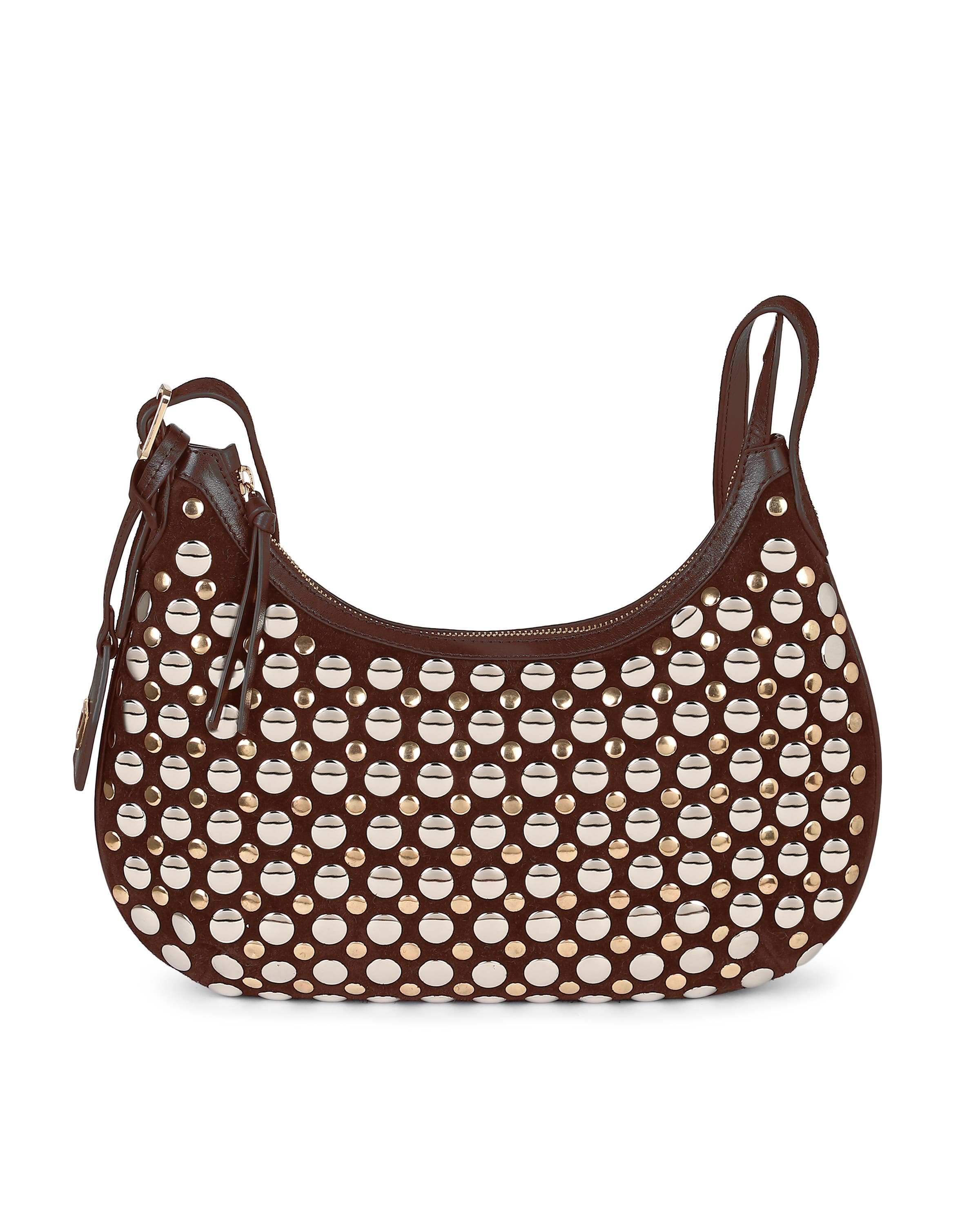 Alva Studded Hobo Crossbody, Alternate, color, CHOCOLATE