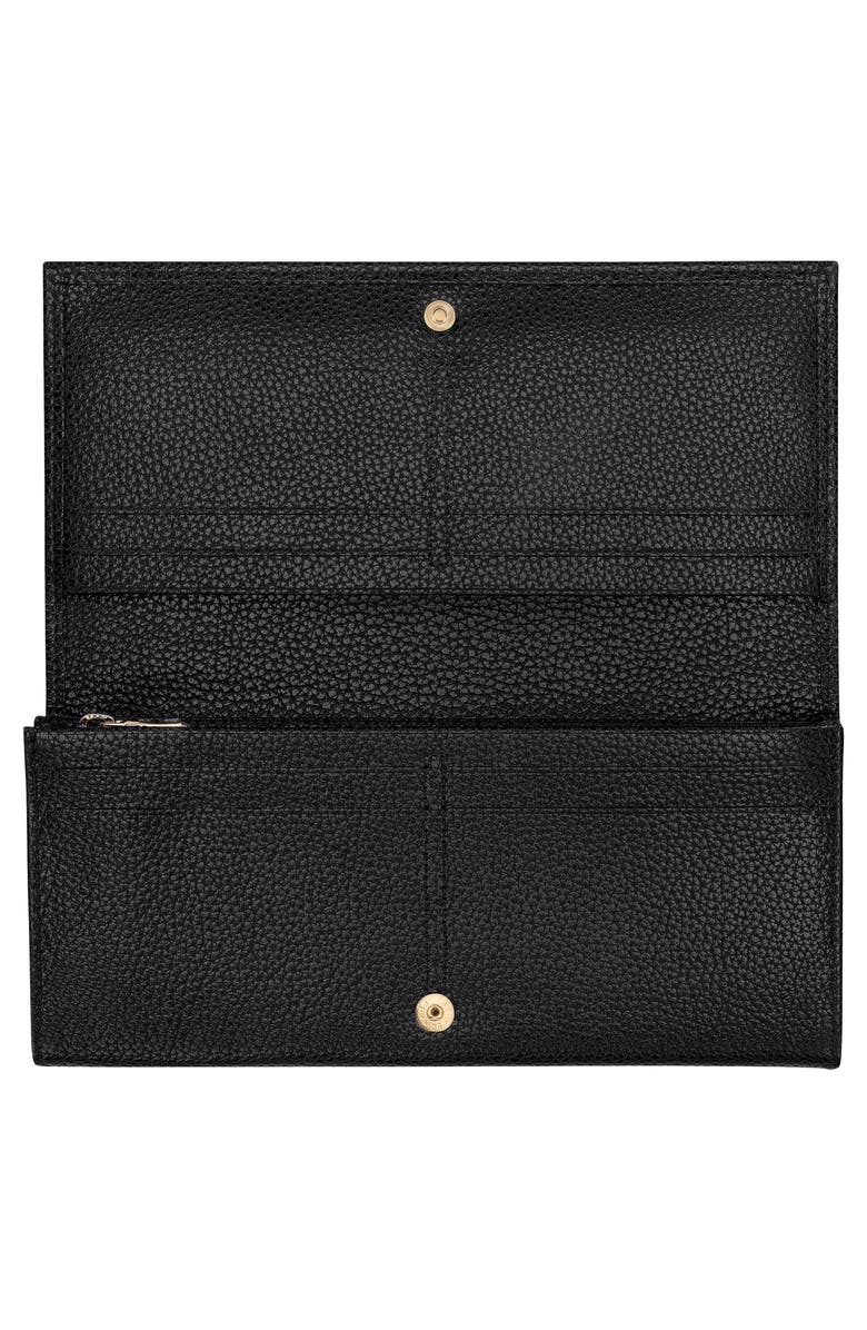 Longchamp Le Foulonné Continental Leather Wallet, Alternate, color, Black