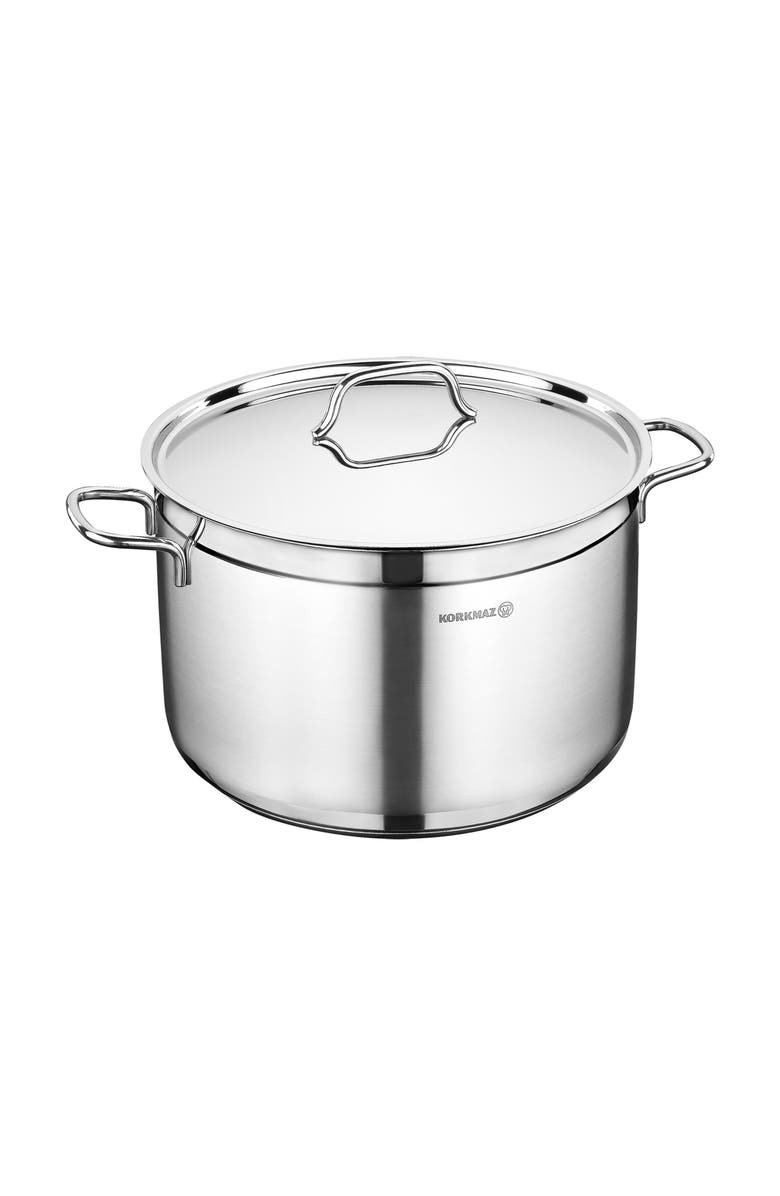 Korkmaz Alfa 2 Piece 8.5 Liter Stainless Steel Casserole Dish with Lid, Main, color, Silver