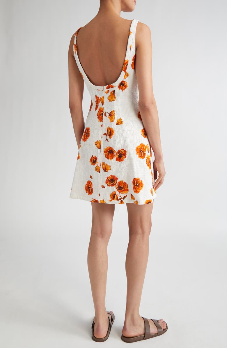 Emilia Wickstead Tillie Floral Swiss Dot Seersucker Minidress, Alternate, color, White/ Orange Poppies