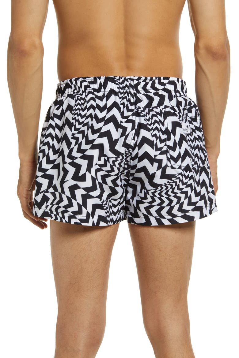 Hazard Shortie Swim Trunks, Alternate, color, BLACK/ WHITE