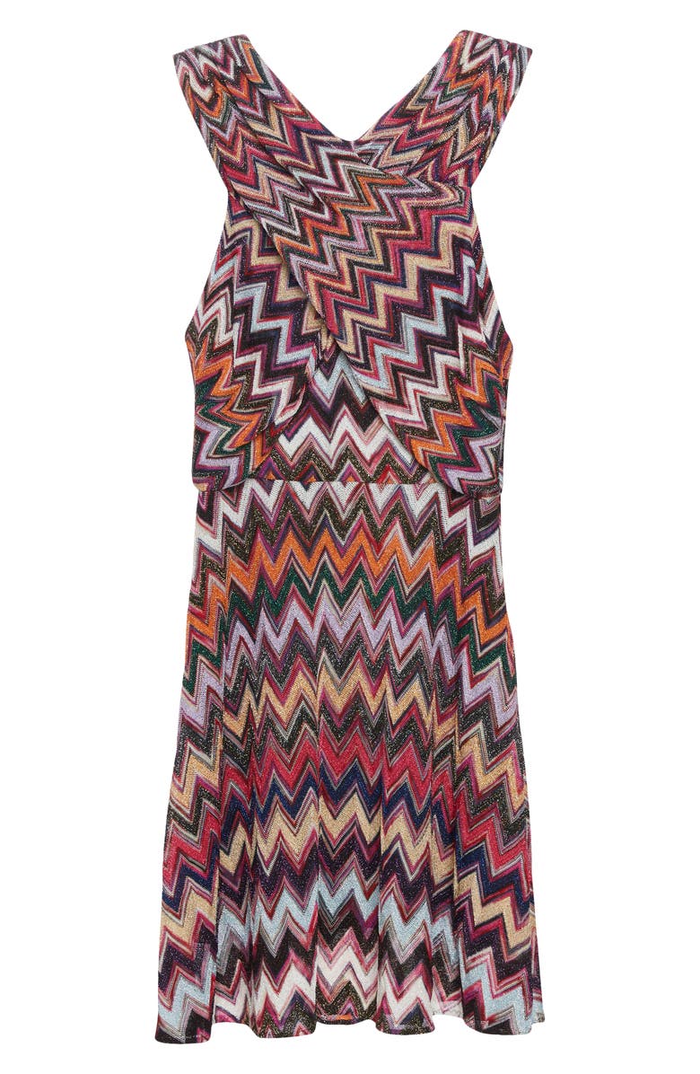 Missoni Metallic Zigzag Cross Neck Dress, Alternate, color, 