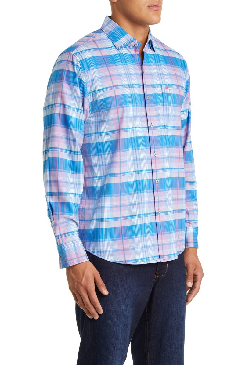 Tommy Bahama Sarasota Stretch IslandZone<sup>®</sup> Prismatic Plaid Button-Up Shirt, Alternate, color,