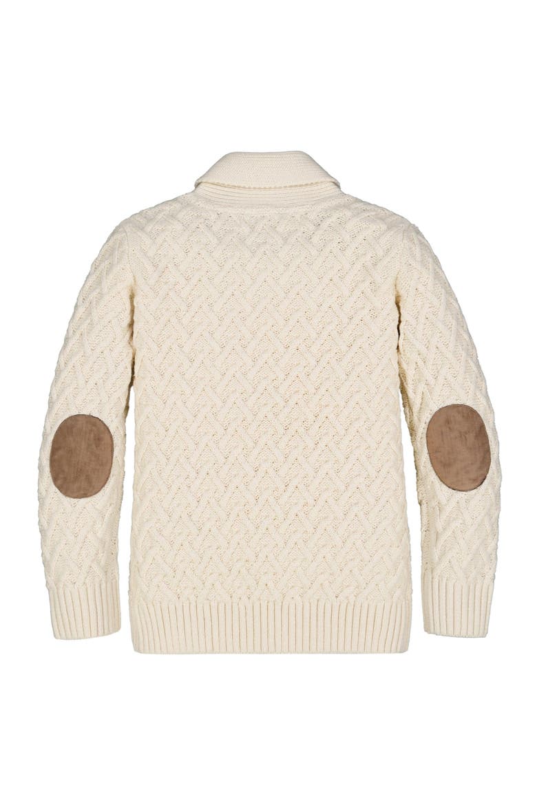 Boys' Organic Shawl Collar Cable Sweater, Kids, Alternate, color, Ivory Herringbone Cable