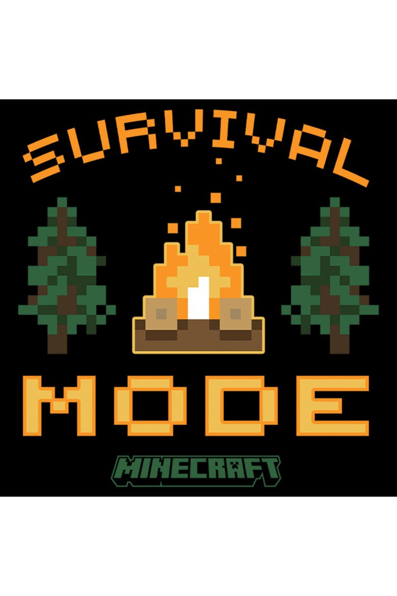 Boys Minecraft Campfire Survival Mode T Shirt, Alternate, color, Black