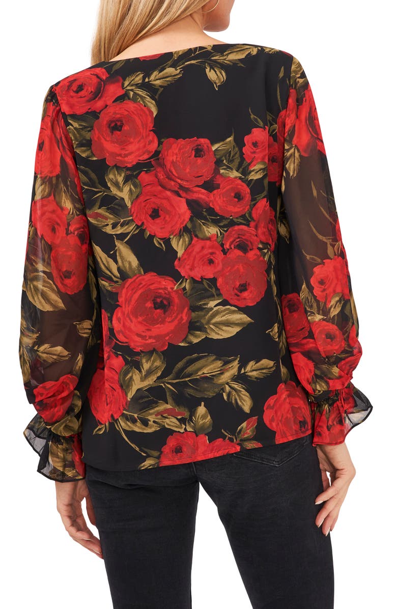 Vince Camuto Floral Print Long Sleeve Blouse, Alternate, color, 