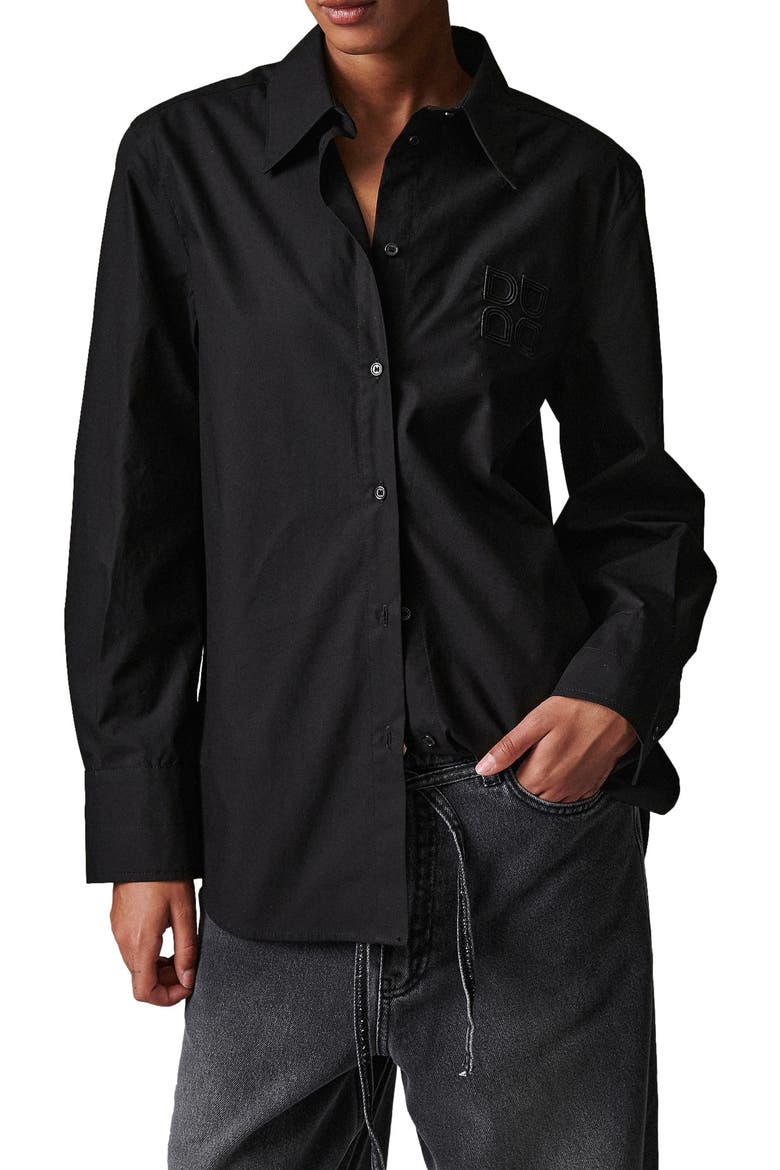 Jojo Crisp Button-Up Shirt, Alternate, color, Black