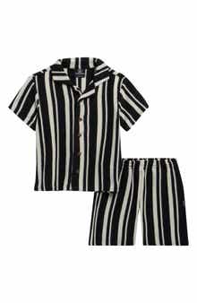 Volcom Kids' Cabana Stripe Button-Up Shirt & Shorts Set