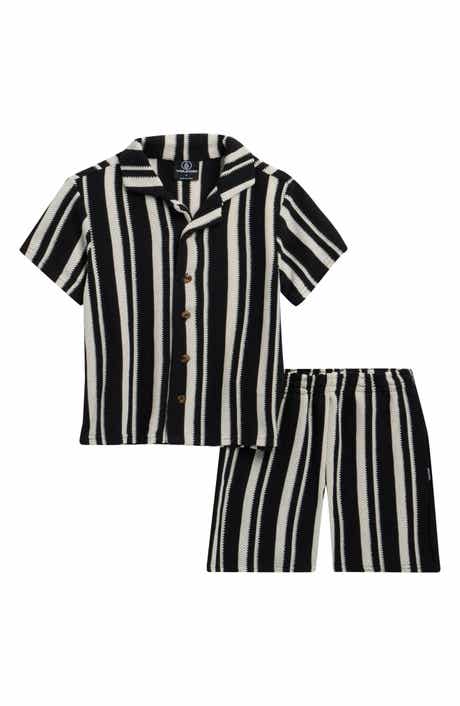 Volcom Kids' Cabana Stripe Button-Up Shirt & Shorts Set