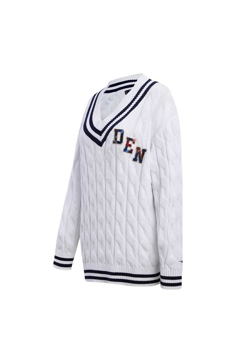 PRO STANDARD Women's Pro Standard  White Denver Broncos Prep V-Neck Pullover Sweater, Alternate, color, 