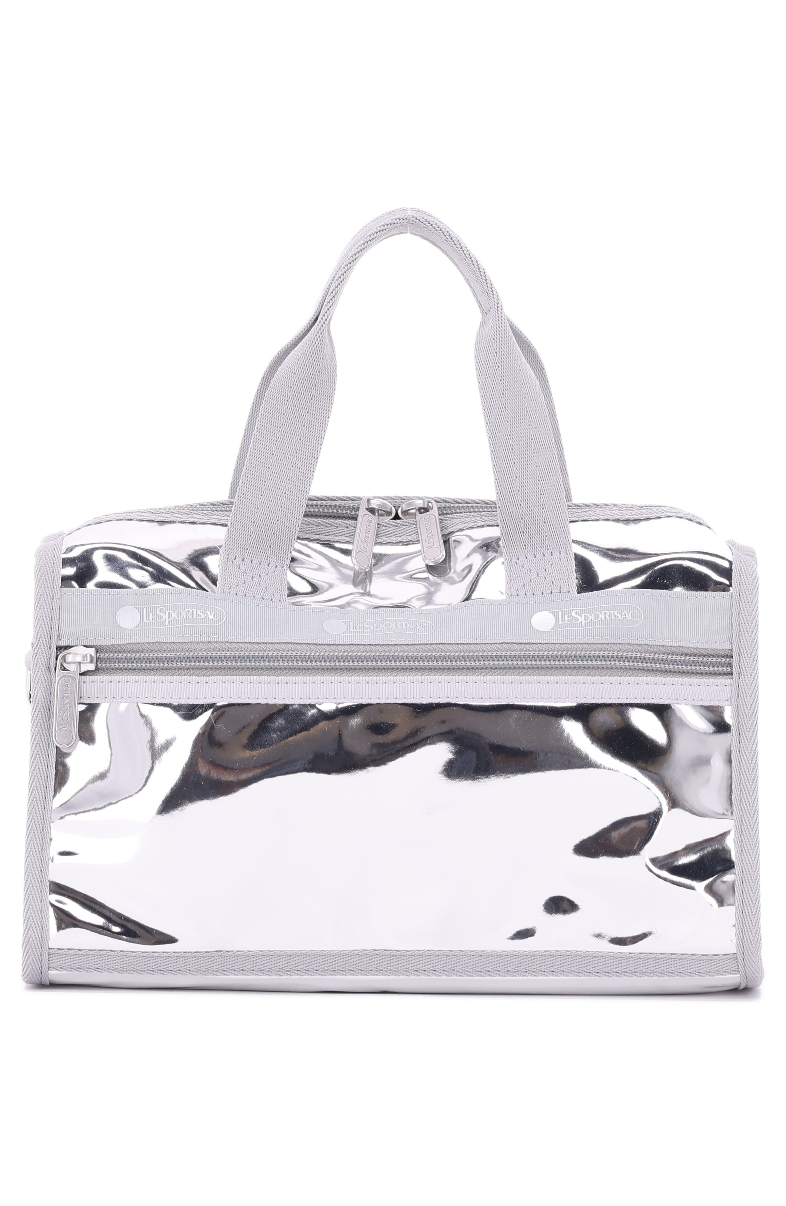 Mir Mini Metallic Duffle Bag, Alternate, color, SILVER SPECCHIO