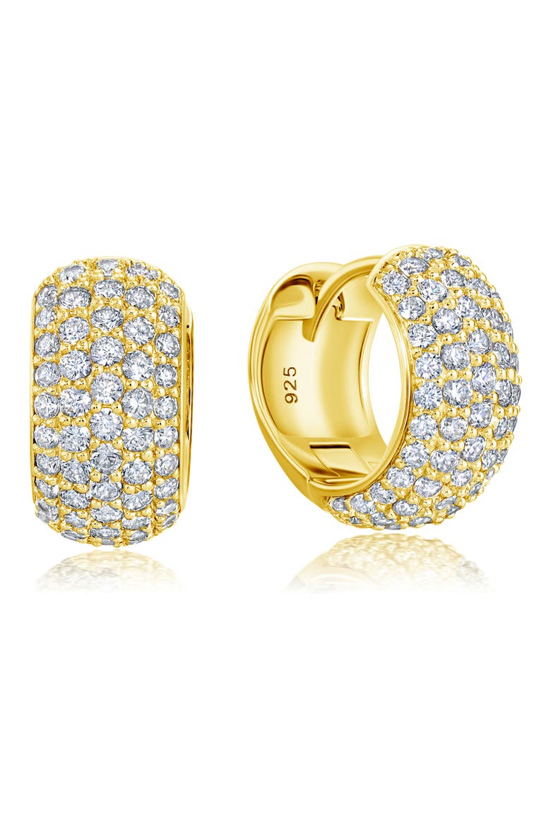 Pavé Huggie Hoop Earrings, Main, color, GOLD