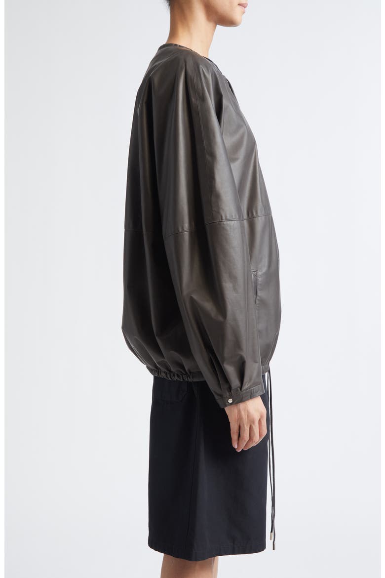 Bond Drawstring Leather Jacket, Alternate, color, CHARCOAL