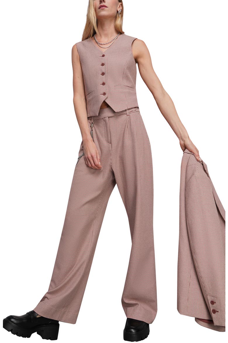 The Empower Houndstooth Wide Leg Trouser, Alternate, color, CINNAMON/OAT
