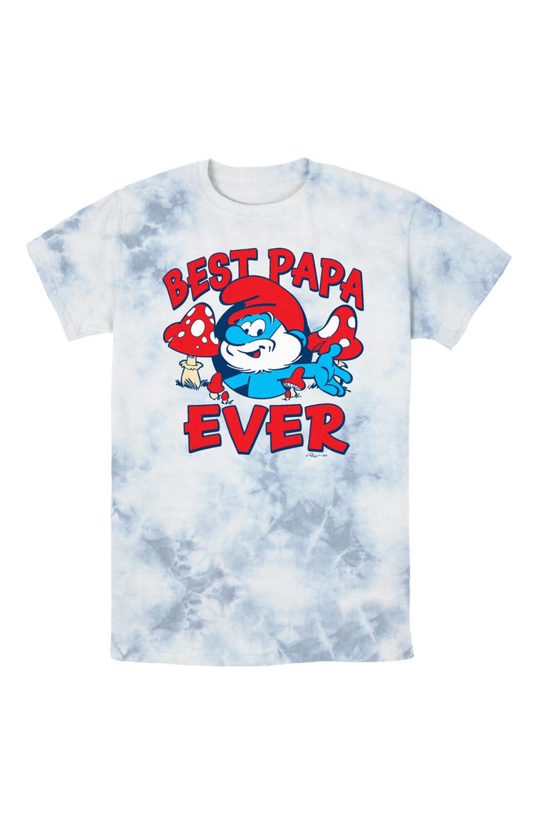 The Smurfs Men's The Smurfs Best Papa Ever Graphic T-Shirt, Main, color, White/Blue