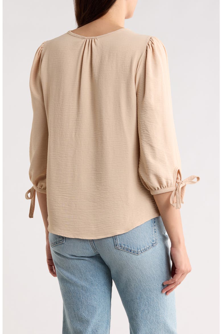 Ditsy Puff Sleeve Blouse, Alternate, color, TAUPE